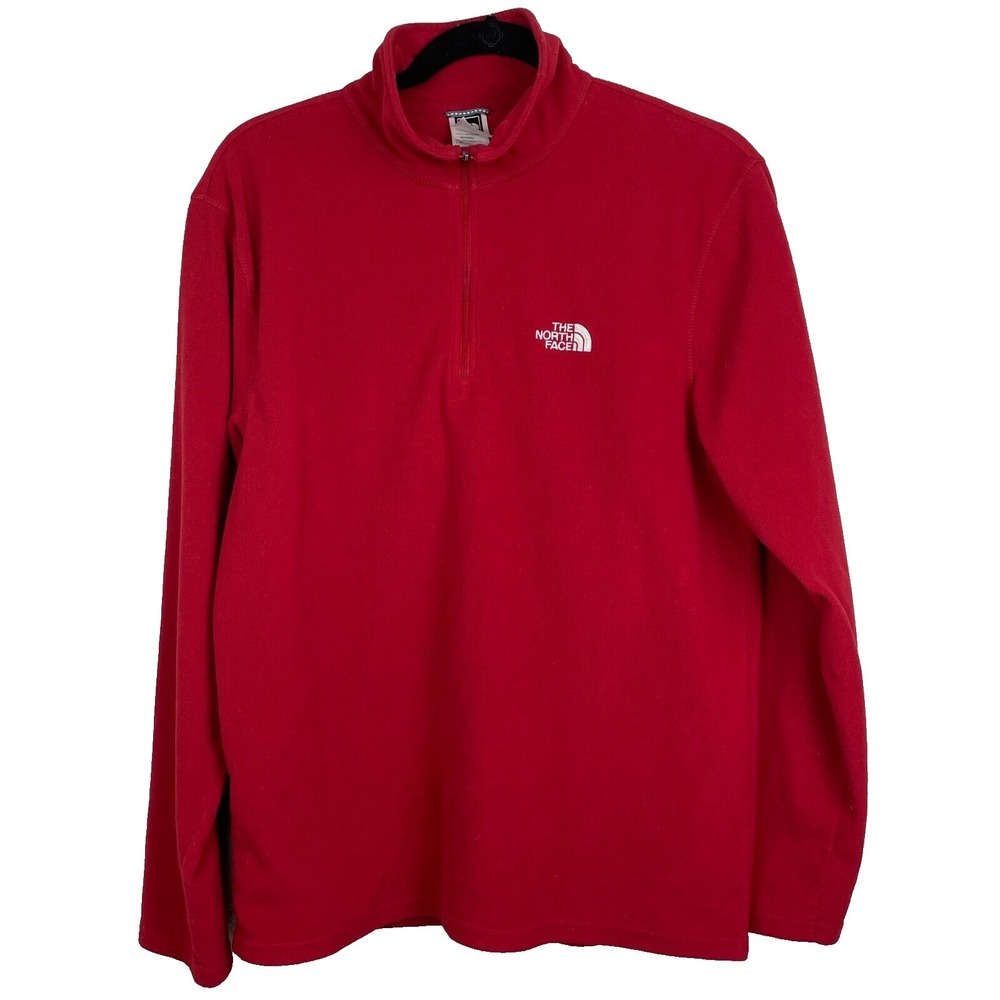 The North Face Mens‎ 1/4 Zip Fleece Pullover Sweater Red Size Medium Casual